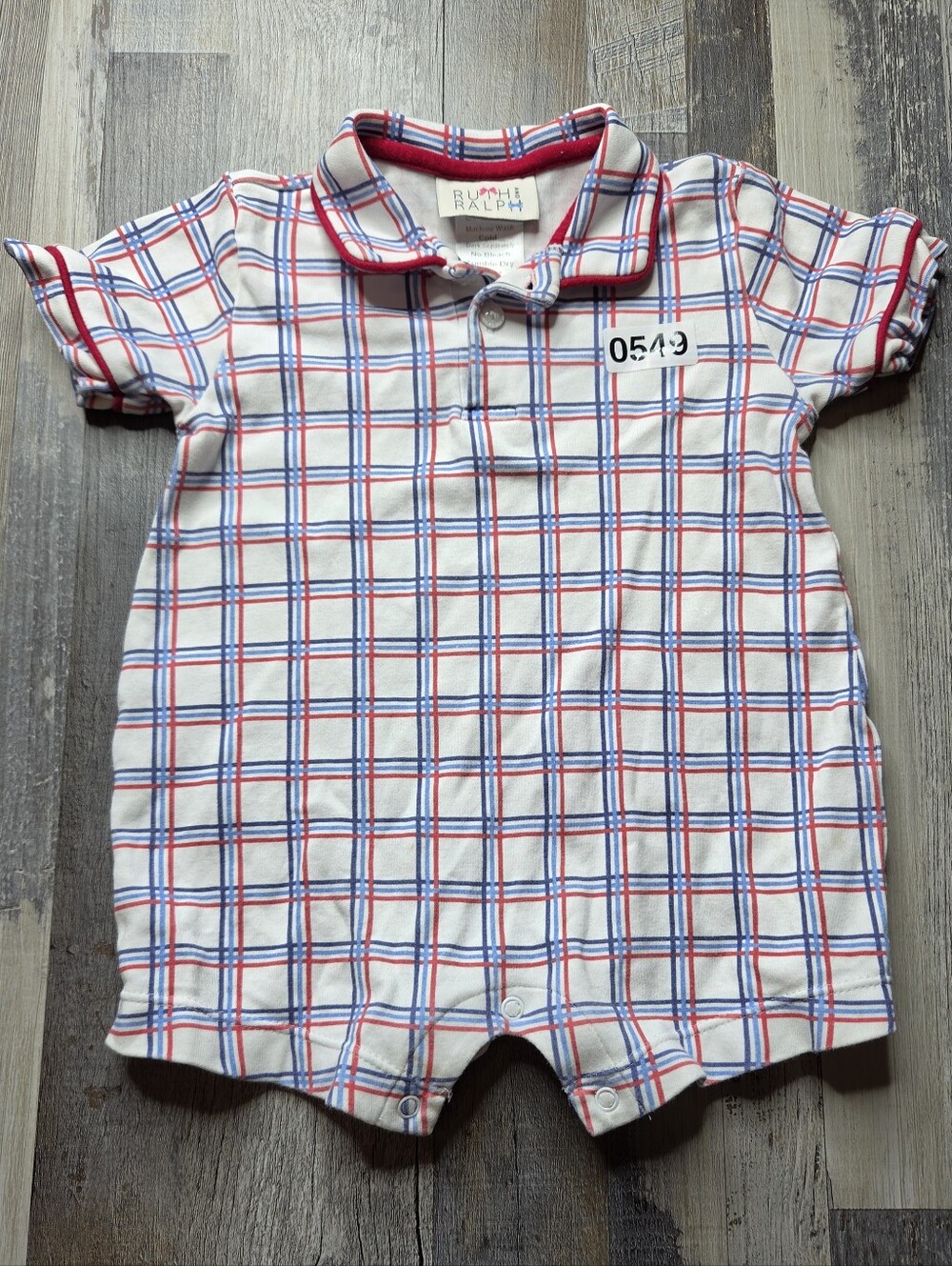 Ruth And Ralph Baby Romper Red White Blue Plaid 12 Months